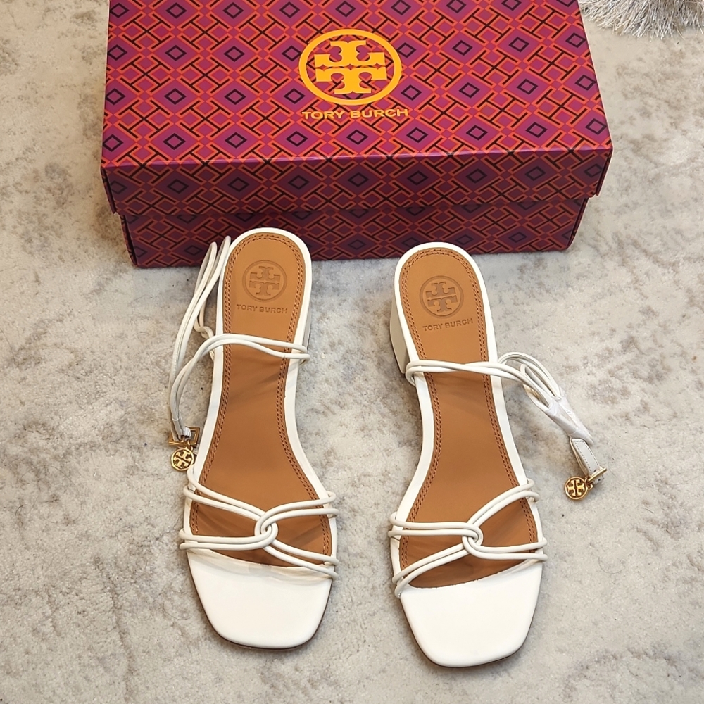 NIB Tory Burch Mini Benton Knotted Strap Ivory Sandals